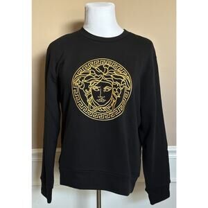 Versace Crewneck Women’s Black/Gold Medusa Embroidered Sweater 2 US (36) A89567S